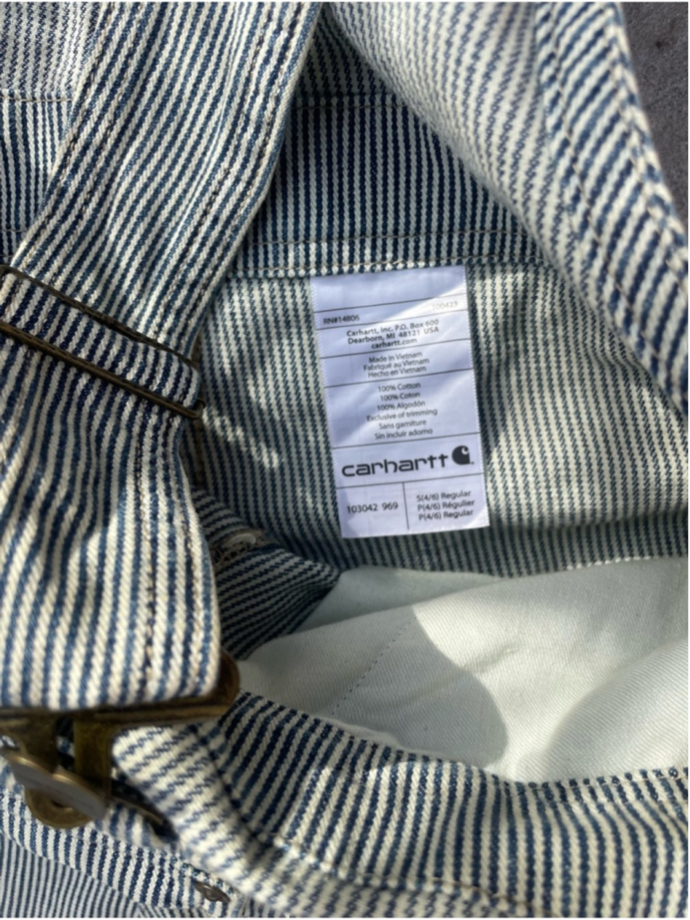 Carhartt Railroad Stripe Overalls Blue White Denim Utility Workwear S 4 6 - Picture 7 of 10